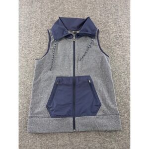 Under Armour ColdGear Womens Gray Navy Full Zip Fitted‎ Athletic Vest Medium